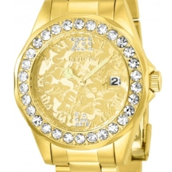 Disney Limited Edition Invicta Womens Minnie Mouse Watch 22870 38mm Gold Crystal - Picture 1 of 3